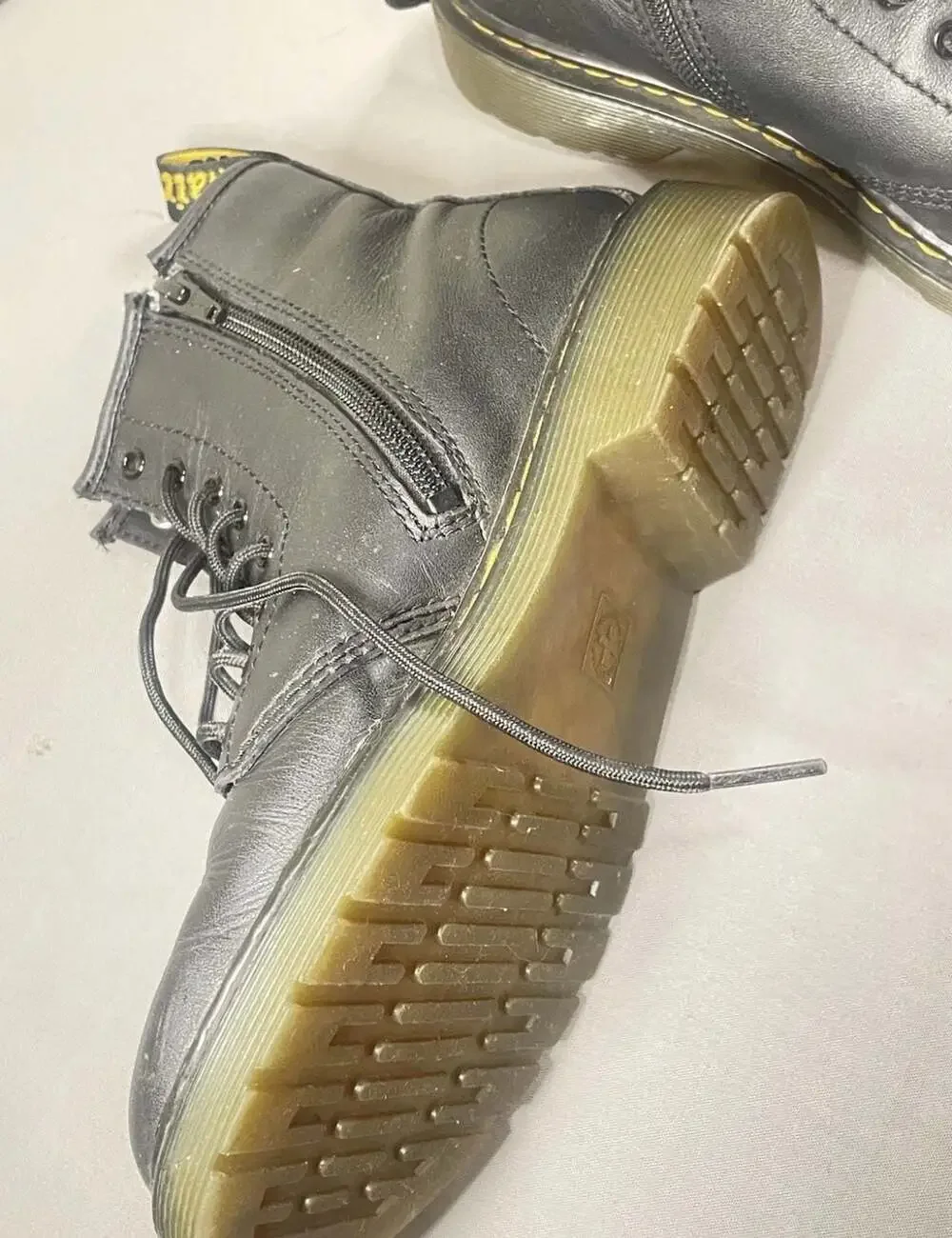 Dr. Martens 1460 J Combat Boots Black Leather with Side Zipper